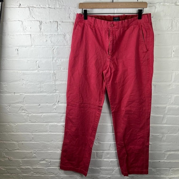 J.Crew Factory Men's Bleecker Broken Chino Trouser Pants High Rise Red Size 32 - Picture 1 of 4